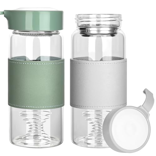 YYTECH 2 Stück Shaker Glas, Kleine Glas Shaker Flasche Shake Becher, Protein Shakers, 16.2oz BPA-freies geruchloses mit Integriertem Sieb Und 304SS Mischball für Fitness und Protein-Shakes von YYTECH