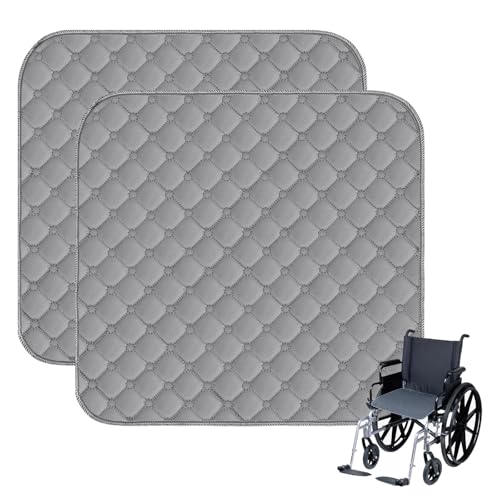 YYTECH 2 Stück Waschbare Inkontinenz Stuhlauflage, wasserdichte Inkontinenz Sitzauflage, Wiederverwendbare Unterlage für Sessel, Liegestühle, Autositze (Grau, 50x50cm) von YYTECH