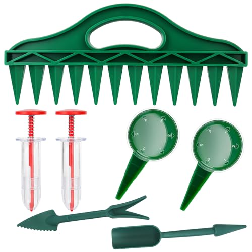 YYTECH 7er Set Aussaathilfe Samenspender pflanzhilfen Verstellbarer Saatgutspender Pflanzhilfe mit 12 Löchern, Seed Dispenser, Handpflanzer, Säwerkzeug Set Aussaathilfe für Gemüse und Blumen von YYTECH