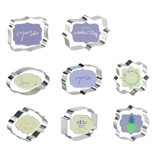 YYTECH 8 Stück Ausstechformen Set, Ausstechform DIY Fondant Keks Spitze Rahmen Ausstecher Buchstaben Edelstahl Plätzchenformen Keksausstecher für Keks Fondant Plätzchen Tortendekoration von YYTECH
