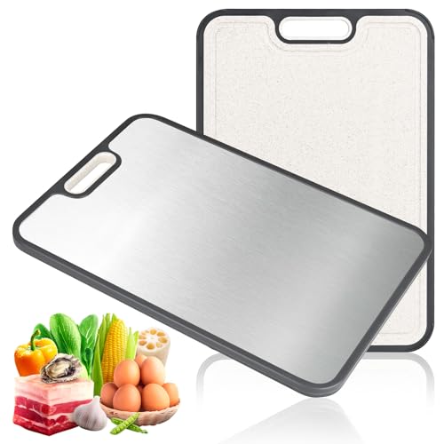 YYTECH Doppelseitiges Schneidebrett, großes Edelstahl Schneidebrett für die Küche, rostfreiem Edelstahl 304 Lebensmittelqualität und PP, Titanium Cutting Board für Fleisch, Brot, Gemüse & Obst YYTECH Doppelseitiges Schneidebrett, großes Edelstahl Schneidebrett für die Küche, rostfreiem Edelstahl 304 Lebensmittelqualität und PP, Titanium Cutting Board für Fleisch, Brot, Gemüse & Obst von YYTECH