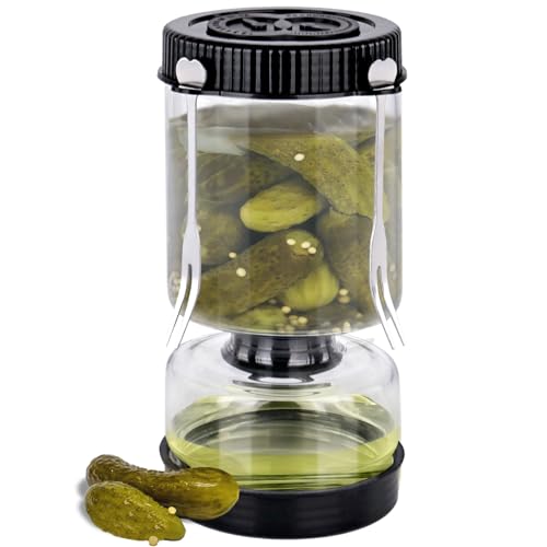 YYTECH Glas Einlegeglas, 1L Gurkenglas zum Umdrehen mit Sieb, Gurken Behälter Luftdichtes Sanduhr Kimchi-Glas für Gurken, Oliven, Kimchi und Jalapenos – BPA-Frei, Spülmaschinenfest von YYTECH