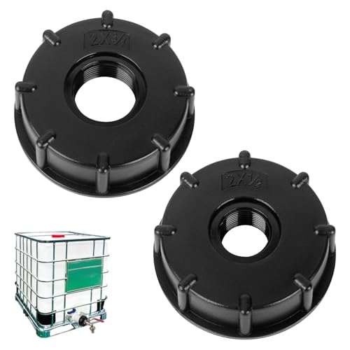 YYTECH IBC Adapter Kappe S60x6 1/2'' 3/4" Innengewinde Wasserhahn Adapter IBC Tank Zubehör Für Regenwassertank Tonnenventil, Kunststoff, schwarz von YYTECH