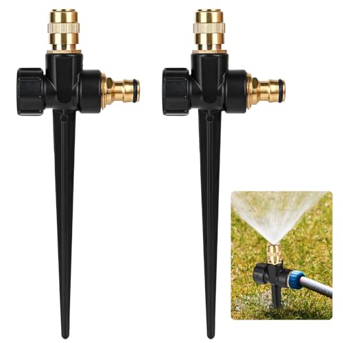 YYTECH Rasensprenger 360° Drehbarer Gartensprenger Automatischer Garten Wassersprinkler auf Stachelsockel Wassersprenger Einstellbar Automatische Bewässerungssystem für Rasen Garten Pflanzen von YYTECH