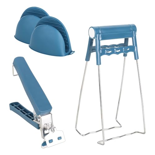 YYTECH Retriever Zange Clip, 4 Stücke Küchen-Silikon-Anti-Verbrühungs-Anti-Rutsch-Clip Anti-Hot Dish Gripper Verbrühschutzclip Anti-hot Clip Set zum Heben Heißer Schalen Schüssel Topf (Blau) von YYTECH