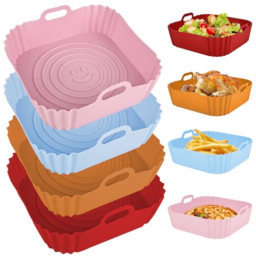 YYTECH Silikonform für Heißluftfritteuse 4 Stück Airfryer Silikonform 22cm Wiederverwendbar Silikoneinsatz Heißluftfritteuse Airfryer Zubehör anstelle Backpapier für Heißluftfritteuse YYTECH Silikonform für Heißluftfritteuse 4 Stück Airfryer Silikonform 22cm Wiederverwendbar Silikoneinsatz Heißluftfritteuse Airfryer Zubehör anstelle Backpapier für Heißluftfritteuse von YYTECH