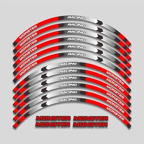 YYTEMD Randaufkleber abziehen Motorrad-Felgenaufkleber Reflektierende Felgenaufkleber Streifen Für Ducati Für Monster 695 696 795 796 1100 1100S 797 821(Style 3) von YYTEMD