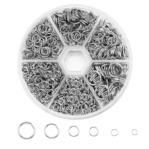 Biegeringe Silber 1390 Stück Offene Biegeringe Sprungringe Schmuckherstellung Sprung Ringe Metall Offene Ringe Spaltringe Silber Größe 6 Biegeringe Silber 1390 Stück Offene Biegeringe Sprungringe Schmuckherstellung Sprung Ringe Metall Offene Ringe Spaltringe Silber Größe 6 von YYTOL