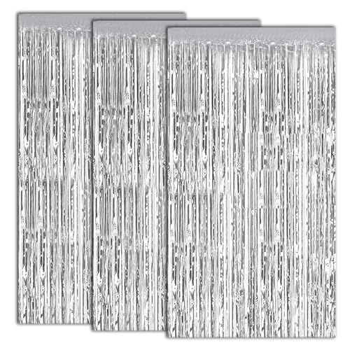 YYTOL Lametta Vorhang Silber Glitzervorhang Geburtstag Glitzer Lametta Vorhänge Silber Folien Fransen Vorhänge Hintergrund für Geburtstagsdeko 3 STK YYTOL Lametta Vorhang Silber Glitzervorhang Geburtstag Glitzer Lametta Vorhänge Silber Folien Fransen Vorhänge Hintergrund für Geburtstagsdeko 3 STK von YYTOL