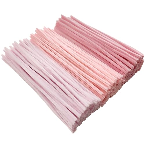 YYUENGTAK 300 Stück Rosa Pfeifenputzer zum Basteln,Pfeifenreiniger basteln,3 Verschiedene Rosa Chenilledraht 6 mm x 30 cm,Pipe Cleaner Basteln set für DIY Handwerksprojekte und Dekorieren von YYUENG TAK