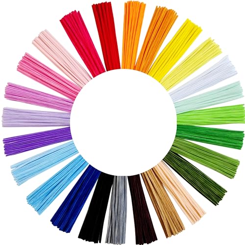 YYUENGTAK 500 Pfeifenputzer Bunt zum Basteln（25 Farben）Kartonverpackung，mit Farbige Wackelaugen,Pompon,Perlen,Farbige Strasssteine，Chenilledraht 30cm,Pfeifenreiniger Bunt，Pipe Cleaner für DIY Projekte von YYUENG TAK