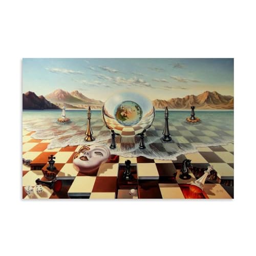YYUEQIL Salvador Dalí Wandkunstdrucke, Gemälde, Poster (Schachmaske auf See), berühmte coole Kunstwerke, Gemälde, Wandkunst, Leinwanddrucke, hängendes Bild, Heimdekoration, Geschenkidee, ungerahmt, 40 von YYUEQIL