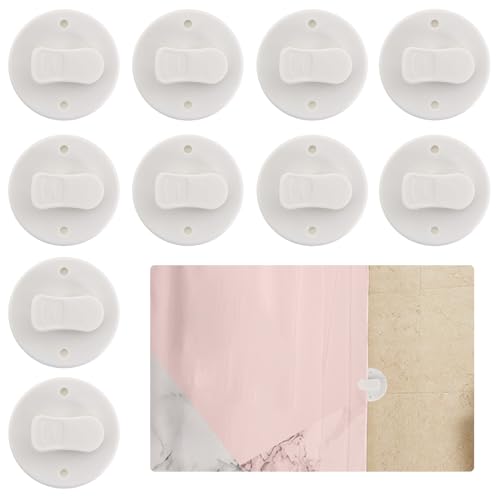10 Stück Duschvorhang Clips Wand Duschvorhang Clips Selbstklebend Winddichte Schutz-Clips Kein Bohren erforderlich, spritzwassergeschützt Zur sichere von Duschvorhängen und Vorhängen von YYUEZHI