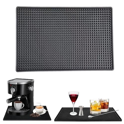 Tampermatte, Kaffee Matte, Gummi Barmatte, Rutschfestes, Hitzebeständiges, Abtropfmatte Geschirr für Café, Bar, Küche, Restaurants, Schwarz, 30 x 20 cm von YYUEZHI