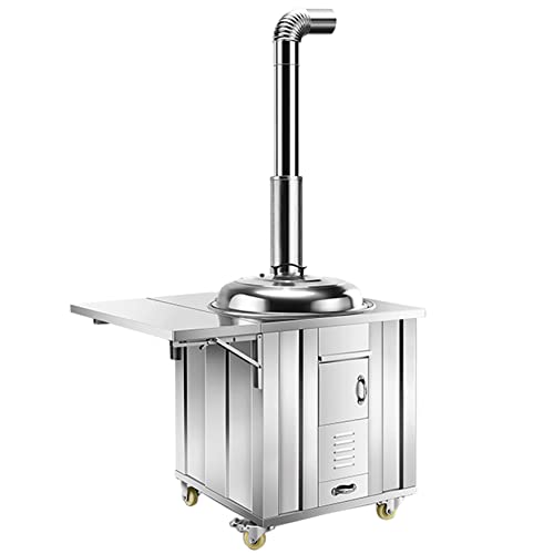 Brennholz-/Kohle-/Gasherd aus Edelstahl 304, tragbarer mobiler rauchfreier 50 cm großer Topfherd mit Kamin und Topf, geeignet für Villa, Hof, Unterstand, Landschaft,With Side Panels von YYUINU