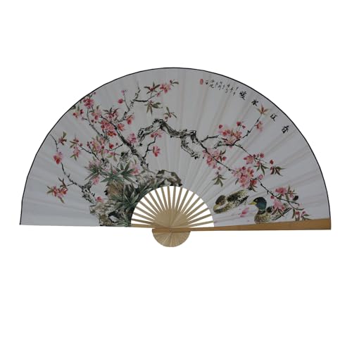 YYUINU Dekorativer Hängefächer, Pfirsichblüte und Entenmuster Großer Hängefächer,A-Height 70cm Unfolded Length 125cm von YYUINU