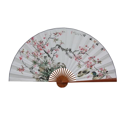 YYUINU Dekorativer Hängefächer, Pfirsichblüte und Entenmuster Großer Hängefächer,B-Height 50cm Unfolded Length 90cm von YYUINU