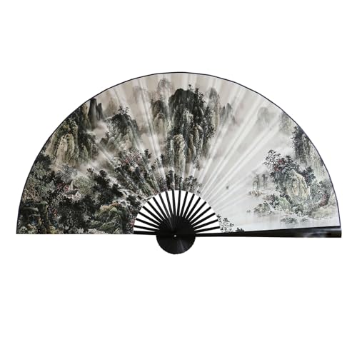 YYUINU Dekorativer Hängeventilator, Handgemalte Landschaftsmalerei Großer Hängeventilator, Geeignet für Wohnzimmer Arbeitszimmer Büro,C-Height 60cm unfolded length 110cm von YYUINU