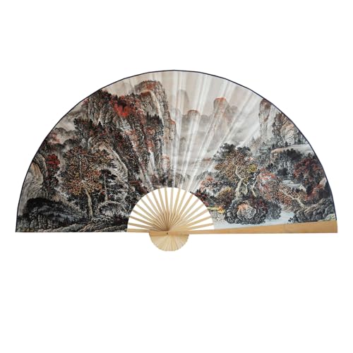 YYUINU Dekorativer Hängeventilator, Landschaftsmalerei Großer Hängeventilator, Geeignet für Eingangs-Wohnzimmer und Firmen-Arbeitszimmer,A-Height 100cm unfolded length 179cm von YYUINU