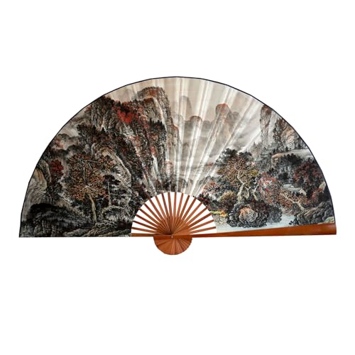 YYUINU Dekorativer Hängeventilator, Landschaftsmalerei Großer Hängeventilator, Geeignet für Eingangs-Wohnzimmer und Firmen-Arbeitszimmer,B-Height 100cm unfolded length 179cm von YYUINU