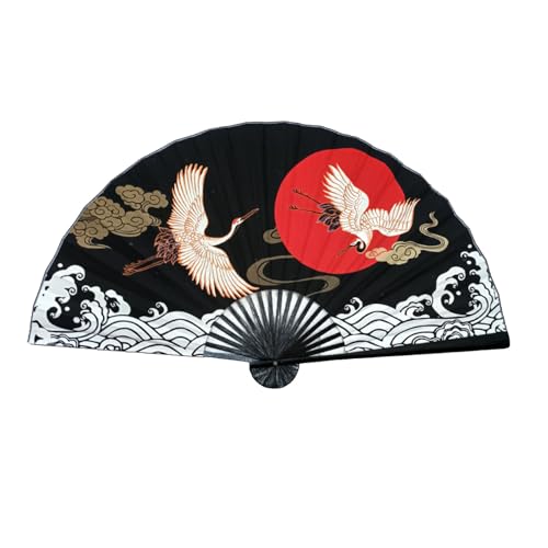 YYUINU Großer Hängefächer, Neuer Chinesischer Stil, Dekorativer Hängefächer, Glückverheißendes Kranichmuster, Großer Faltfächer, Schwarz,Height 120cm Unfolded Length 220cm YYUINU Großer Hängefächer, Neuer Chinesischer Stil, Dekorativer Hängefächer, Glückverheißendes Kranichmuster, Großer Faltfächer, Schwarz,Height 120cm Unfolded Length 220cm von YYUINU