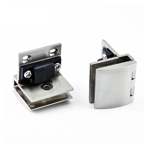 1 Stück Premium Soft-Close-Glasscharnier for Schränke – Robuste Zinklegierung mit gebürstetem Nickel-Finish – for 5–10 mm dicke Glastüren(Large) von YYULZO