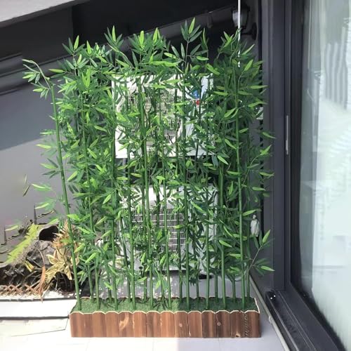 Simulation Bambus Faux Baum Sichtschutz Trennwand - Indoor Outdoor Raumteiler(100x18x18.5cm-18 Pole 1.8m Tall) von YYULZO