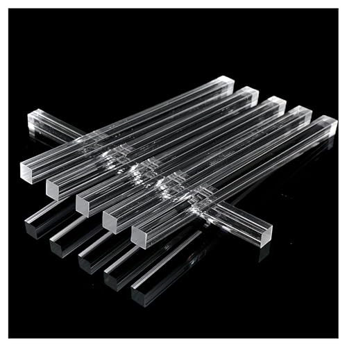 Transparente Acrylstäbe – 6 Stück langlebige Dübel aus massivem Kunststoff for Heimwerkerarbeiten, Modellbau und Ausstellungsständer(4mmx4mmx200mm) von YYULZO