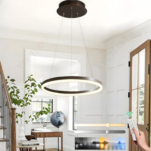 YYUTLUO Moderner DIY-Kreis-LED-Kronleuchter, 1 Braun Ring, ∅40cm=23W, H150cm Höhe Verstellbar, Metall+Acryl, Dimmbare Fernbedienung, Runde Hängelampe, Wohnzimmer Schlafzimmer Restaurant Büro YYUTLUO Moderner DIY-Kreis-LED-Kronleuchter, 1 Braun Ring, ∅40cm=23W, H150cm Höhe Verstellbar, Metall+Acryl, Dimmbare Fernbedienung, Runde Hängelampe, Wohnzimmer Schlafzimmer Restaurant Büro von YYUTLUO