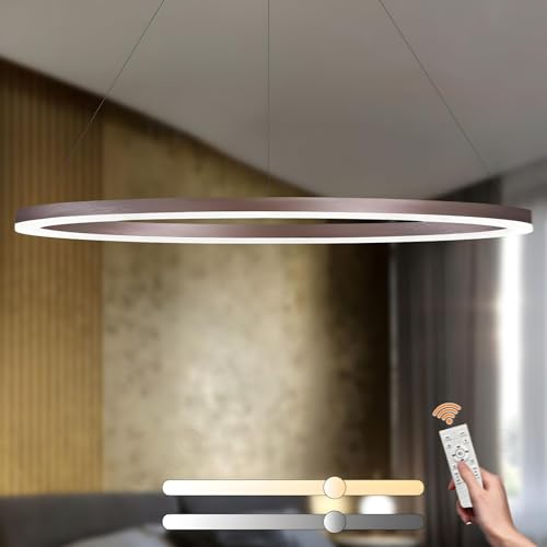 YYUTLUO Moderner DIY-Kreis-LED-Kronleuchter | 1 Braun Ringe:100cm=45W | LED-Pendelleuchte aus Metall+Acryl | 2,4 G Dimmbare Fernbedienung | Runde Decken-Hängelampe Wohnzimmer Schlafzimmer YYUTLUO Moderner DIY-Kreis-LED-Kronleuchter | 1 Braun Ringe:100cm=45W | LED-Pendelleuchte aus Metall+Acryl | 2,4 G Dimmbare Fernbedienung | Runde Decken-Hängelampe Wohnzimmer Schlafzimmer von YYUTLUO