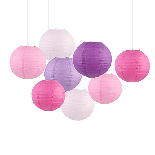 25 Stück Rund Lampenschirm, Rund Papier Lampion, Rund Papier Lampenschirm, Handgefertigt Und Wiederverwendbar, Zum Dekorieren Von Geburtstagsfeiern, Verlobungen Oder Hochzeiten (Pink) von WBYNB