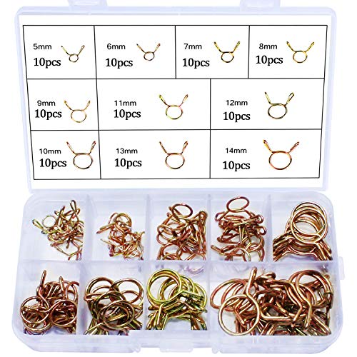 YYWEi 100Stück Schlauchschellen Federklemme Kraftstoffleitung klemme 5mm, 6mm, 7mm, 8mm, 9mm,10mm,11mm,12mm,13mm,14mm Schlauchschelle Wasserrohr Luftschlauch Schlauchschelle Verschluss von YYWEi