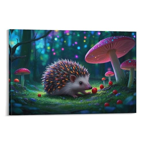 YYVKPMLXC Afrikanischer Zwergigel Leinwand Bilder Verzauberter Wald Ölgemälde Abstrakt Gemälde Home Deko Wohnzimmer Heimdekoration 20x30inch(50x75cm) von YYVKPMLXC