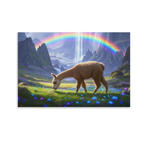 YYVKPMLXC Alpaka Leinwand Bilder Plateau Oase Wandkunst Modern Gemälde Geschenk Zum Geburtstag Schlafzimmer Wohnung Deko 12x18inch(30x45cm) von YYVKPMLXC
