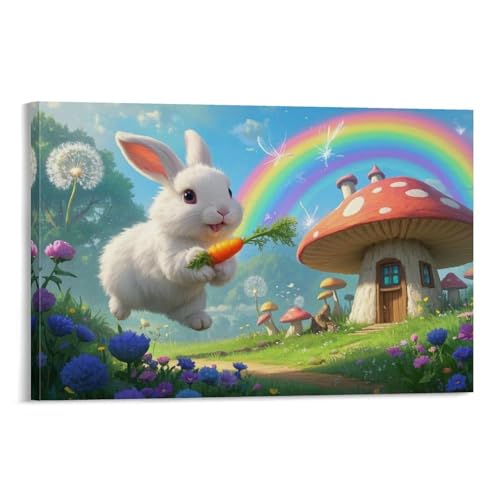 YYVKPMLXC Angora-Hase Leinwand Bilder Frühlingsblume Cluster Scenery Wandkunst Modern Gemälde Geschenk Zum Geburtstag Schlafzimmer Wohnung Deko 08x12inch(20x30cm) von YYVKPMLXC