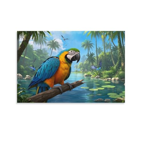 YYVKPMLXC Ara Ölgemälde Auf Leinwand Tropischen Regenwald Leinwandkunst Modern Gemälde Home Deko Esszimmer Kunstwerk Für Badezimmer Büro 12x18inch(30x45cm) von YYVKPMLXC