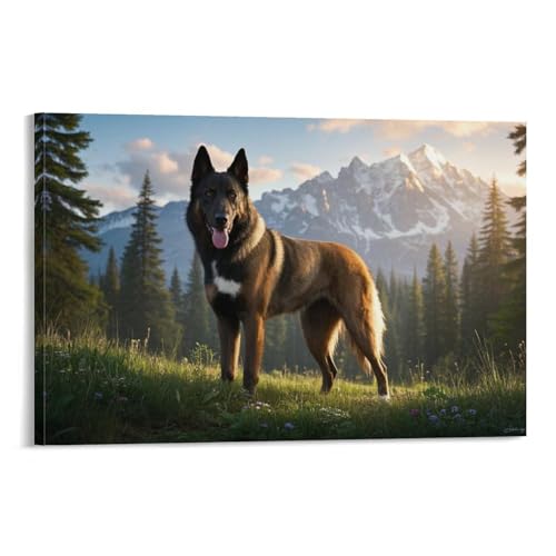 YYVKPMLXC Belgischer Malinois Ölgemälde Auf Leinwand Wald Leinwandkunst Abstrakt Gemälde Geschenk Zum Geburtstag Schlafzimmer Heimdekoration 16x24inch(40x60cm) von YYVKPMLXC