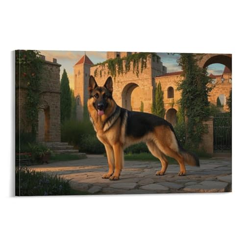 YYVKPMLXC Deutscher Schäferhund Ölgemälde Auf Leinwand Alte Architektur Leinwandkunst Modern Gemälde Painting Home Deko Wohnzimmer Wandkunst 16x24inch(40x60cm) von YYVKPMLXC