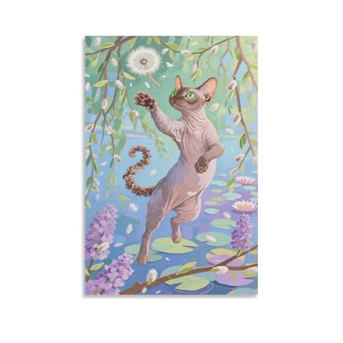 YYVKPMLXC Devon Rex Ölgemälde Auf Leinwand Frühlings Teich Szene Leinwandkunst Ästhetisch Gemälde Home Deko Esszimmer Wohnung Dekorieren 08x12inch(20x30cm) von YYVKPMLXC