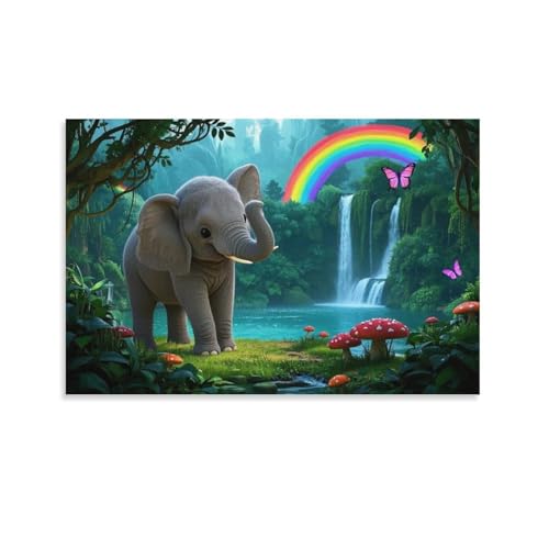 YYVKPMLXC Elefant Leinwand Bilder Tropischen Regenwald Leinwandmalerei Abstrakt Gemälde Home Deko Esszimmer Kunstwerk Für Badezimmer Büro Dekorieren 12x18inch(30x45cm) von YYVKPMLXC