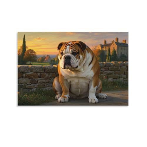 YYVKPMLXC Englischer Bulldoggege Ölgemälde Auf Leinwand Herrenhaus Leinwandmalerei Modern Gemälde Geschenk Geburtstag Esszimmer Heimdekoration 08x12inch(20x30cm) von YYVKPMLXC
