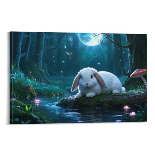 YYVKPMLXC Fallohr-Hase Ölgemälde Auf Leinwand Waldlandschaft Leinwandkunst Modern Gemälde Home Deko Esszimmer Kunstwerk Für Badezimmer Büro 20x30inch(50x75cm) von YYVKPMLXC