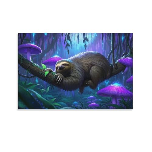YYVKPMLXC Faultier Kunstdruck Auf Leinwand Tropischen Regenwald Wandkunst Abstrakt Gemälde Geschenk Zum Geburtstag Wohnzimmer Heimdekoration 12x18inch(30x45cm) von YYVKPMLXC