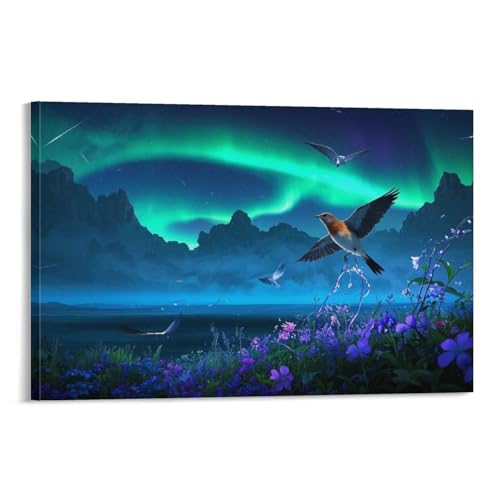 YYVKPMLXC Feldlerche Kunstdruck Auf Leinwand Nordlicht Leinwandmalerei Modern Gemälde Geschenk Zum Geburtstag Schlafzimmer Wand Deko 20x30inch(50x75cm) von YYVKPMLXC