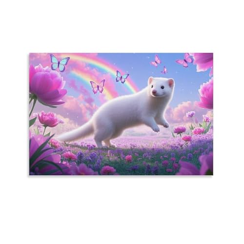 YYVKPMLXC Frettchen Ölgemälde Auf Leinwand Frühlingsblume Cluster Landscape Leinwandkunst Modern Gemälde Geschenk Zum Geburtstag Esszimmer Wohnung Deko 16x24inch(40x60cm) von YYVKPMLXC
