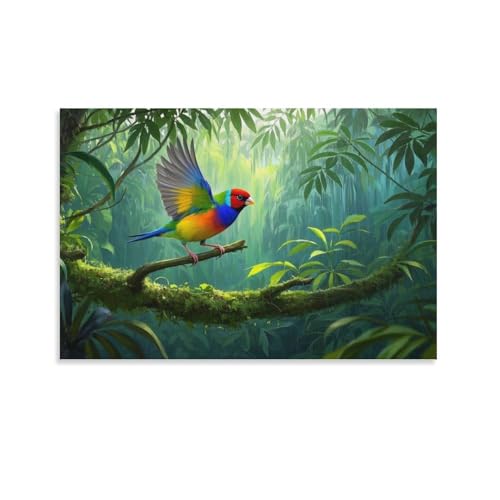 YYVKPMLXC Gouldschnatterling Ölgemälde Auf Leinwand Tropischen Regenwald Leinwandmalerei Modern Gemälde Home Deko Schlafzimmer Wandkunst 16x24inch(40x60cm) von YYVKPMLXC