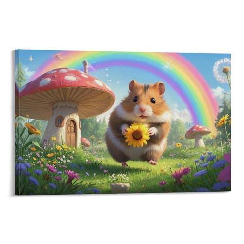 YYVKPMLXC Hamster Ölgemälde Auf Leinwand Frühlingsblume Landscape Abstrakt Gemälde Geschenk Zum Geburtstag Esszimmer Kunstwerk Für Badezimmer Büro 08x12inch(20x30cm) von YYVKPMLXC