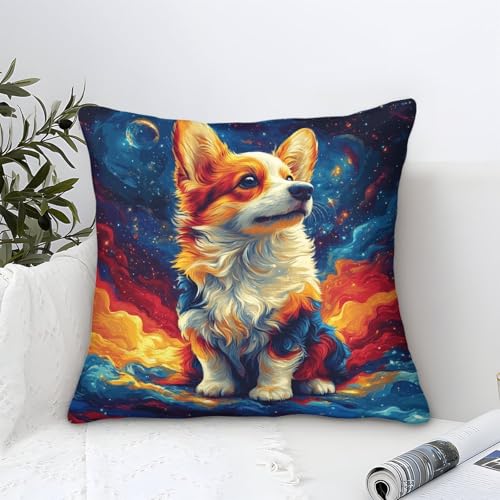 YYVKPMLXC Kissenbezug Corgi Modern-Abstract Muster,Bunte Galaxis Quadratisch Kissenbezügen Weicher Polyester Dekokissenhülle Für Sofa Auto Schlafzimmer Zuhause Dekor 40x40cm von YYVKPMLXC