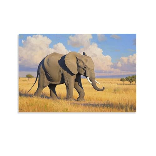 YYVKPMLXC Kleines Elefant Fotobild Auf Leinwand Tropisches Grasland Leinwandmalerei Modern Gemälde Geschenk Zum Geburtstag Schlafzimmer Wanddekoration 08x12inch(20x30cm) von YYVKPMLXC