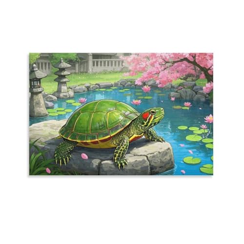 YYVKPMLXC Kunstdruck Auf Leinwand Rötliche Achter-Schildkröte Ölgemälde Frühlingsblume Leinwandmalerei Abstrakt Gemälde Schlafzimmer Wandbild Heimdekoration 12x18inch(30x45cm) von YYVKPMLXC